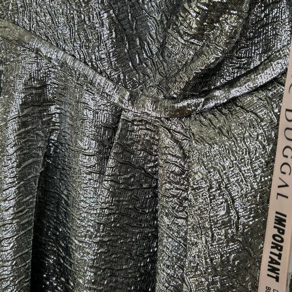 Mac Duggal Silver Gown-Size 4-one shoulder tea holiday wedding brocade NWT - Picture 5 of 6